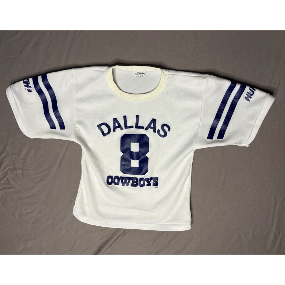 Vintage Hutch Dallas Cowboys Troy Aikman Jersey Child's Size Small White #8 USA